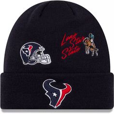 Мужская темно-синяя вязаная шапка New Era Houston Texans City Transit с манжетами