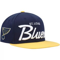 Мужская темно-синяя/золотая шляпа Mitchell &amp; Ness St. Louis Blues с винтажным узором Snapback