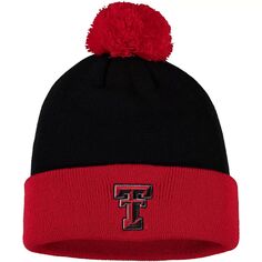 Мужская двухцветная вязаная шапка с манжетами и помпоном Top of the World, черная/красная Texas Tech Red Raiders Core