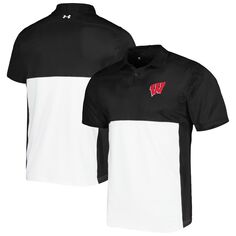 Мужская футболка Under Armour черно-белая Wisconsin Badgers зеленая рубашка-поло с блокировкой Performance Polo