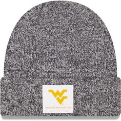 Мужская вязаная шапка New Era с вереском черного цвета West Virginia Mountaineers Hamilton с манжетами