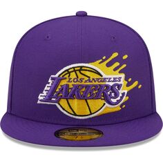 Мужская приталенная кепка New Era Purple Los Angeles Lakers Splatter 59FIFTY