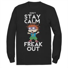 Мужская футболка Nickelodeon Rugrats Chuckie Don&apos;t Stay Calm Freak Out с длинными рукавами и рисунком