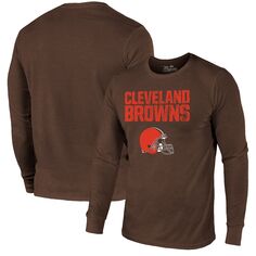 Футболка Cleveland Browns Majestic Threads Lockup Tri-Blend с длинными рукавами - Коричневый