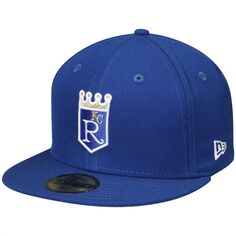 Мужская приталенная шляпа с логотипом New Era Royal Kansas City Royals Cooperstown Collection 59FIFTY