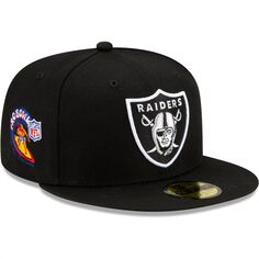 Мужская облегающая шляпа New Era Black Las Vegas Raiders 2001 Pro Bowl Patch Up 59FIFTY