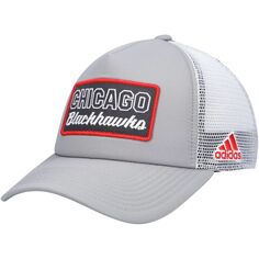 Мужская кепка adidas Grey/White Chicago Blackhawks Locker Room Foam Trucker Snapback Hat