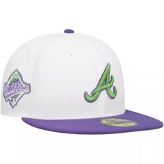 Мужская облегающая шляпа New Era White Atlanta Braves 59FIFTY