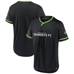 Мужская бейсбольная майка Fanatics черного цвета с логотипом Rave Green Seattle Sounders FC Ultimate Player
