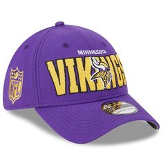 Мужская гибкая кепка New Era Purple Minnesota Vikings 2023 NFL Draft 39THIRTY