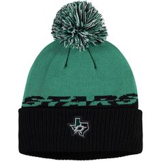 Мужская вязаная шапка adidas Kelly Green/Black Dallas Stars COLD.RDY с манжетами и помпоном