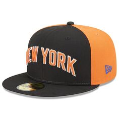 Мужская облегающая шляпа New Era Black New York Knicks 2022/23 City Edition Official 59FIFTY