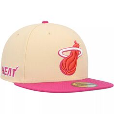 Мужская приталенная шляпа New Era оранжево-розовая Miami Heat Passion Mango 59FIFTY