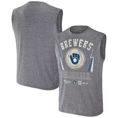 Мужская майка Darius Rucker Collection от Fanatics Charcoal Milwaukee Brewers Muscle Tank Top