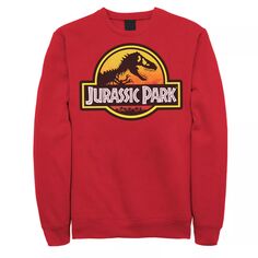 Мужской флисовый пуловер с контурным логотипом в виде парка Юрского периода, заката и круга Licensed Character