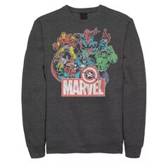 Мужской флисовый пуловер с рисунком в стиле ретро и комиксов Marvel Avengers Team