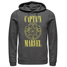 Мужской желтый пуловер с капюшоном и логотипом Marvel Captain Marvel Paint Drip