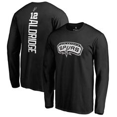 Мужская черная футболка с длинным рукавом с логотипом Fanatics LaMarcus Aldridge San Antonio Spurs, имя и номер спонсора
