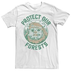 Мужская прозрачная футболка «Звездные войны эвок защити наши леса» ко Дню Земли Licensed Character