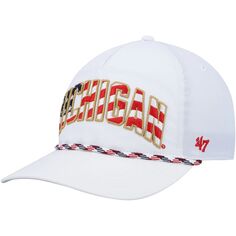 Мужская кепка Snapback &apos;47 White Michigan Wolverines со звездами и полосками и флагом Flutter Hitch