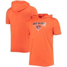 Мужской пуловер с капюшоном New Era Heathered Orange Chicago Bears с короткими рукавами и принтом