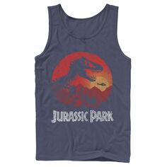 Мужская красная майка с изображением парка Юрского периода Jungle Sunset Icon Jurassic Park