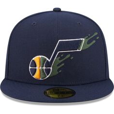 Мужская приталенная шляпа New Era Navy Utah Jazz Splatter 59FIFTY