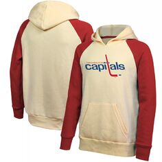 Мужской пуловер реглан с капюшоном Majestic Threads Oatmeal/Red Washington Capitals Logo