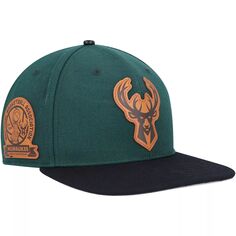 Мужская шляпа Snapback с кожаной нашивкой Milwaukee Bucks Heritage, зеленая/черная мужская Pro Standard Hunter