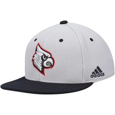 Мужская бейсбольная бейсболка Adidas Grey/Black Louisville Cardinals On-Field