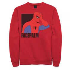 Мужской флисовый пуловер с винтажным портретом и изображением Человека-паука Marvel Facepalm