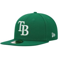 Мужская приталенная шляпа New Era Kelly Green Tampa Bay Rays Logo белая 59FIFTY