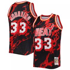 Мужская майка Mitchell &amp; Ness Alonzo Mourning Black Miami Heat 1996-97 Hardwood Classics Marble Swingman