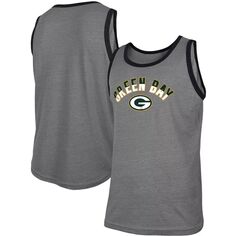 Мужская майка New Era Heathered Grey Green Bay Packers Ringer Tri-Blend