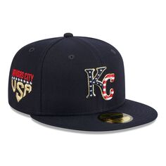 Мужская шляпа New Era Navy Kansas City Royals 2023 Fourth of июля 59FIFTY