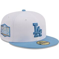Мужская приталенная кепка New Era White Los Angeles Dodgers Sky 59FIFTY