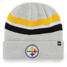 Мужская серая вязаная шапка с манжетами &apos;47 Pittsburgh Steelers Monhegan 47 Brand