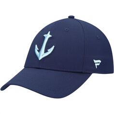 Мужская гибкая шапка с фирменным логотипом Fanatics Deep Sea Blue Seattle Kraken Secondary Logo