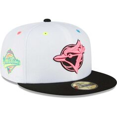 Мужская приталенная шляпа New Era White Toronto Blue Jays Neon Eye 59FIFTY