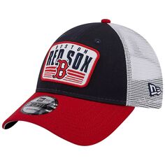 Мужская темно-синяя кепка New Era Boston Red Sox с двухцветной нашивкой 9FORTY Snapback