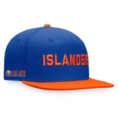 Мужская фирменная бейсболка Fanatics Royal/оранжевая New York Islanders Iconic Snapback с цветными блоками