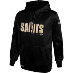 Мужской черный пуловер New Era New Orleans Saints с капюшоном Hard Hash