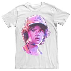 Мужская футболка с портретом цвета Stranger Things Dusty большого размера в розовом цвете Licensed Character