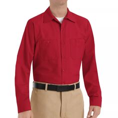 Мужская красная кепка классического промышленного кроя на пуговицах рабочая рубашка Red Kap