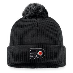 Мужская черная вязаная шапка с логотипом Fanatics Philadelphia Flyers Core Primary, манжетами и помпоном