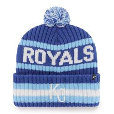 Мужская вязаная шапка с манжетами и помпоном Royal Kansas City Royals Bering &apos;47 47 Brand