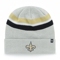 Мужская серая вязаная шапка с манжетами New Orleans Saints Monhegan &apos;47 47 Brand