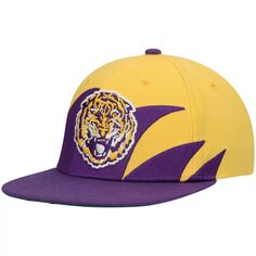 Мужская кепка Mitchell &amp; Ness фиолетового/золотого цвета LSU Tigers Sharktooth Snapback