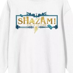 Мужская футболка Shazam 2 Fury Of The Gods с надписью Shazam и бордюром с длинными рукавами и рисунком Licensed Character