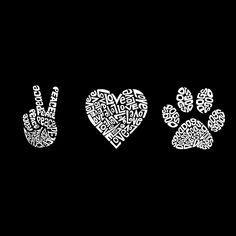 Peace Love Dogs — мужской свитшот с круглым вырезом с рисунком Word Art LA Pop Art